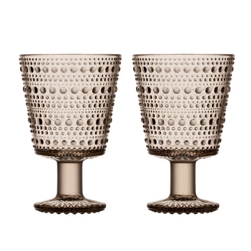 Kastehelmi Trinkglas mit Fuss 26 cl von Iittala in leinen (2er-Set)