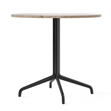 Harbour Column Bistrotisch Ø 80 cm, vierfuss, Marmor Kunis Breccia / schwarz von Audo