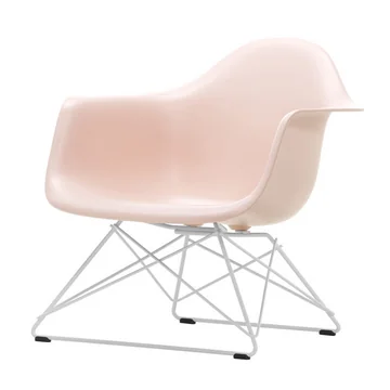 Eames Plastic Armchair LAR von Vitra in weiss / zartrosé (Filzgleiter basic dark)
