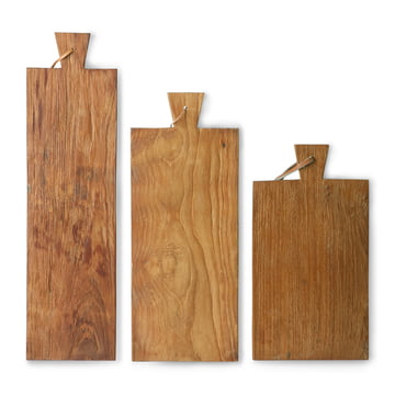 Schneidebrett (3er-Set) von HKliving in Teak / Leder