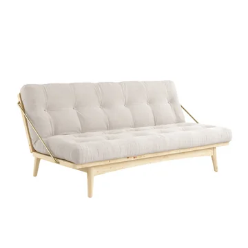 Das Folk Schlafsofa 130 cm, Kiefer klar lackiert / Cord ivory (510) von Karup Design