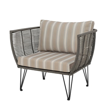 Mundo Lounge Chair mit Kissen von Bloomingville in grün / weiss beige gestreift