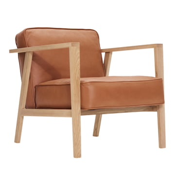 LC1 Lounge Sessel von Andersen Furniture in der Ausführung Eiche weiss pigmentiert / Leder Sevilla cognac 4003