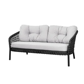 Cane-Line - Ocean large 2-Sitzer Sofa, dunkelgrau / weissgrau