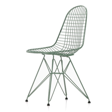 Wire Chair DKR (H 43 cm), Eames Sea Foam Green / ohne Bezug, Kunststoffgleiter (basic dark) von Vitra