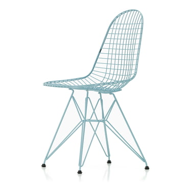 Wire Chair DKR (H 43 cm), himmelblau / ohne Bezug, Kunststoffgleiter (basic dark) von Vitra