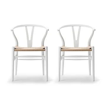 Carl Hansen - CH24 Wishbone Chair, soft white / Naturgeflecht (2er Set)