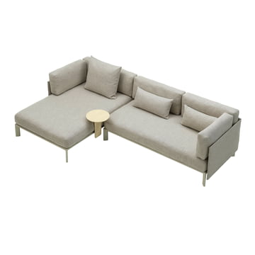 Vitra - Anagram flexibles Modul-Sofa, 341,5 x 170 cm, inkl. 3 Kissen, kreide / sand melange (Savana 02) + Anstecktisch