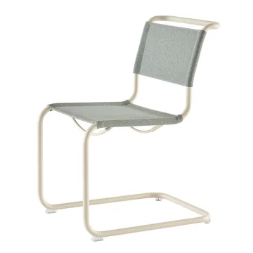 Thonet - S 33 V Stuhl, perlweiss / ray ( Stoff Rohi Cento)