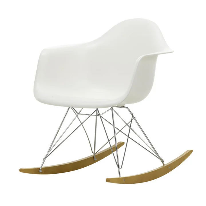Eames Plastic Armchair RAR von Vitra in Ahorn gelblich / Chrom / weiss