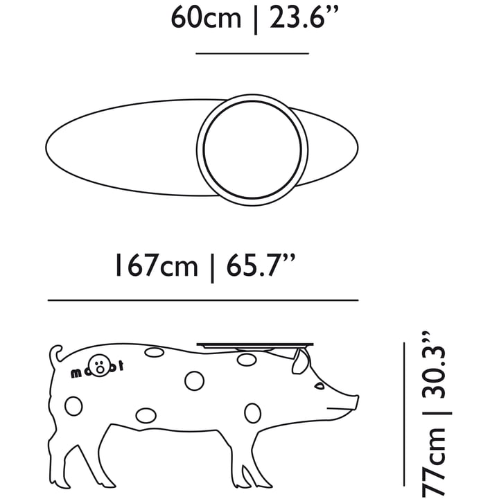 Moooi Pig Table, Abmessung des Beistelltischs