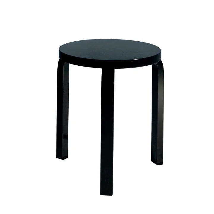 Artek Hocker 60, schwarz lackiert