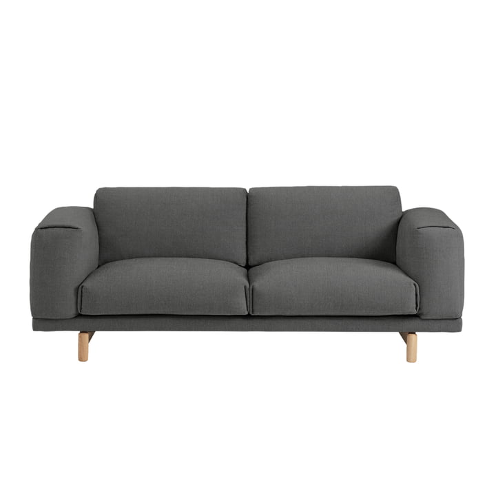 Rest Sofa 2 Sitzer von Muuto in Grau (Remix 163) / Eiche Natur