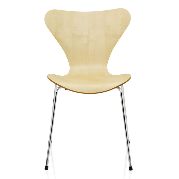 Serie 7 Stuhl (46,5 cm) von Fritz Hansen in Ahorn Natur / verchromt