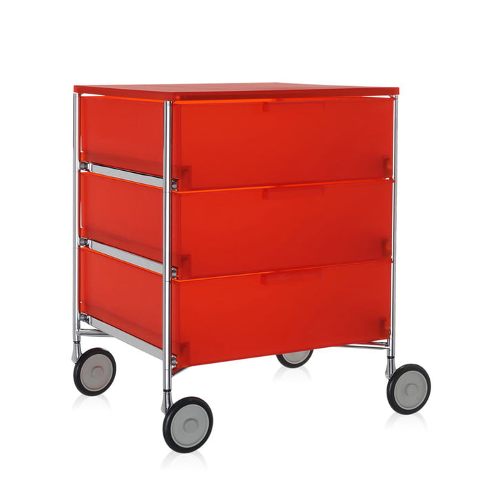 Kartell - Mobil Container - mit Rollen, 3 Schubladen, dunkeloran
