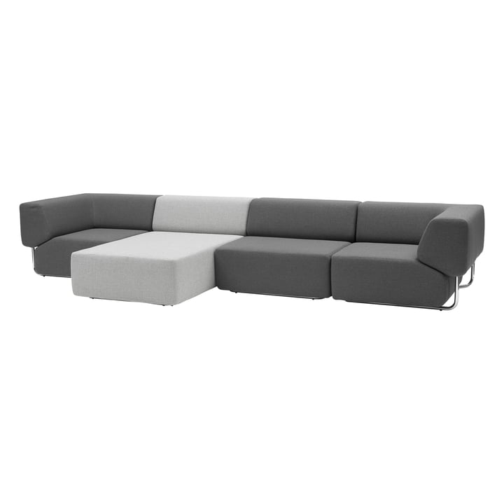 Softline - Noa, drei Elemente dunkelgrau, Chaiselongue hellgrau