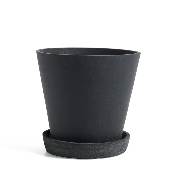 HAY - Flowerpot with Saucer, L, schwarz