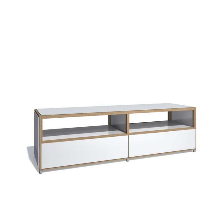 Flötotto - ADD Lowboard, 2 Schubladen unten, Melamin weiss