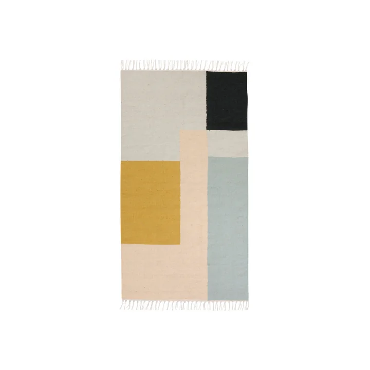 Kelim Rug Teppich, squares in klein von Ferm Living