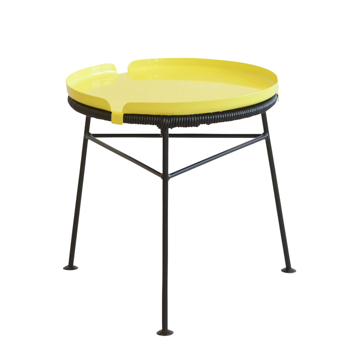 OK Design - Centro Tisch, schwarz / Tray, gelb