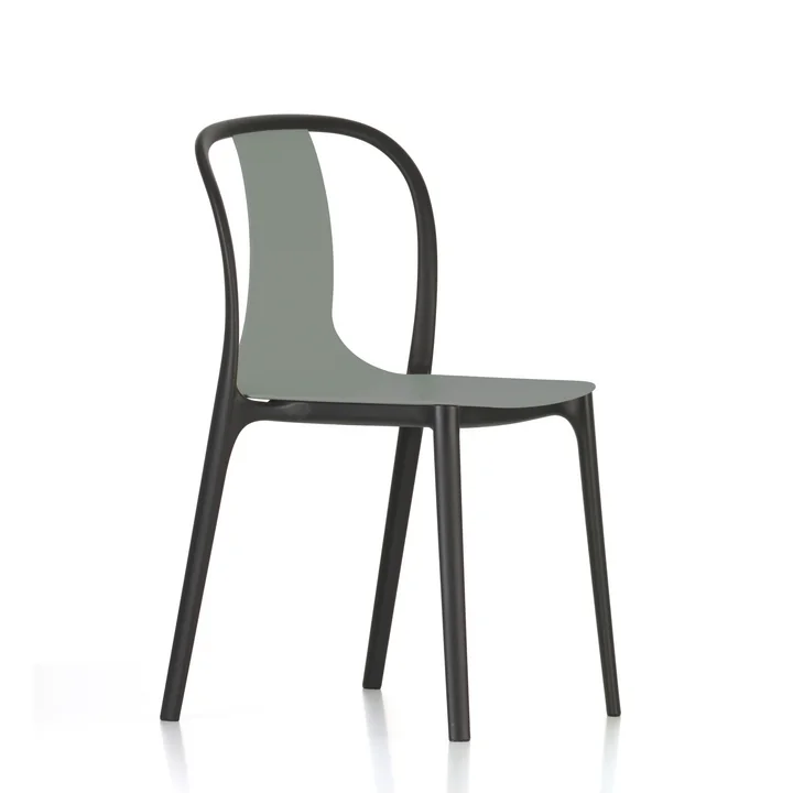 Belleville Chair Plastic von Vitra in Mossgrau