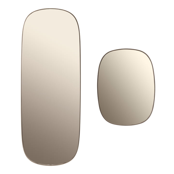 Der Framed Mirror in gross und klein in der Farbe taupe Glas