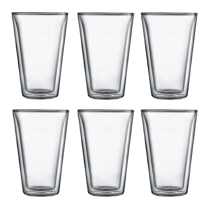 Bodum - Canteen Glas, doppelwandig, 0,4 l, transparent (6er-Set)