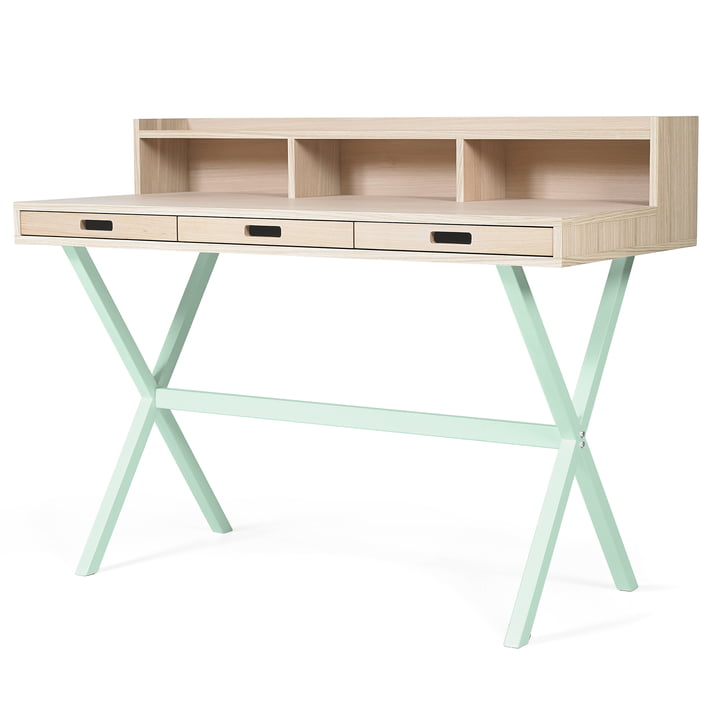 Hyppolite Sekretär von Hartô in Eiche Pastellgrün (RAL 6019)