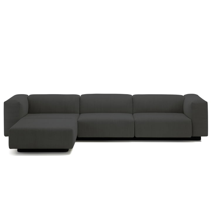 Soft Modular Sofa 3-Sitzer mit Chaiselongue von Vitra in Anthrazit (Laser 03)