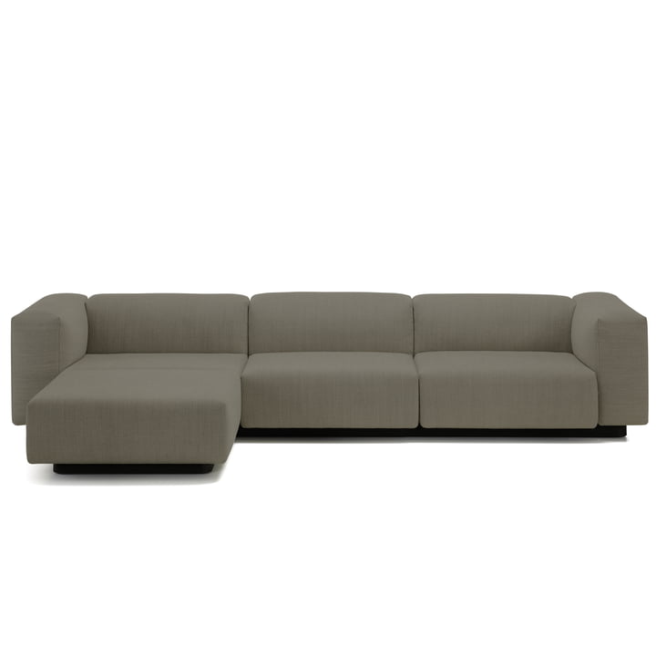 Soft Modular Sofa 3-Sitzer mit Chaiselongue von Vitra in Warmgrey (Laser 05)