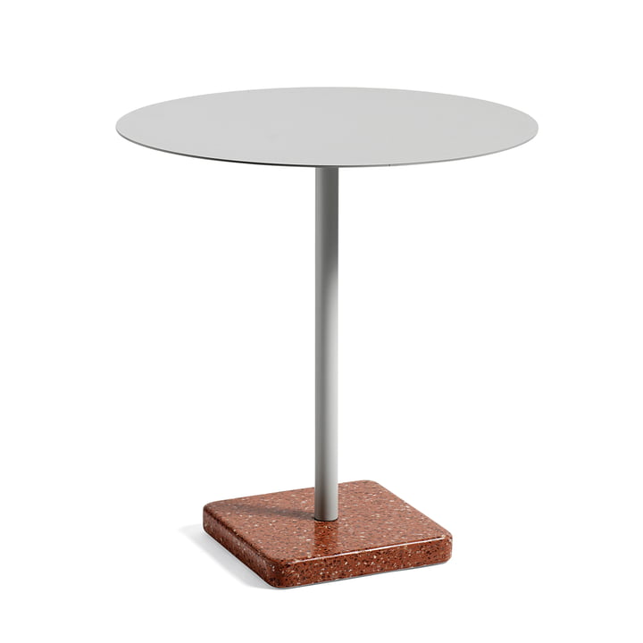 Terrazzo Tisch rund Ø 75 cm, hellgrau / rot von Hay