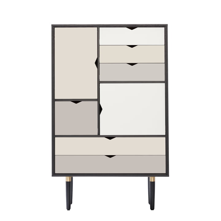 S5 Kommode von Andersen Furniture in Eiche schwarz lackiert (Fronten Silber, Beige, Metallgrau)