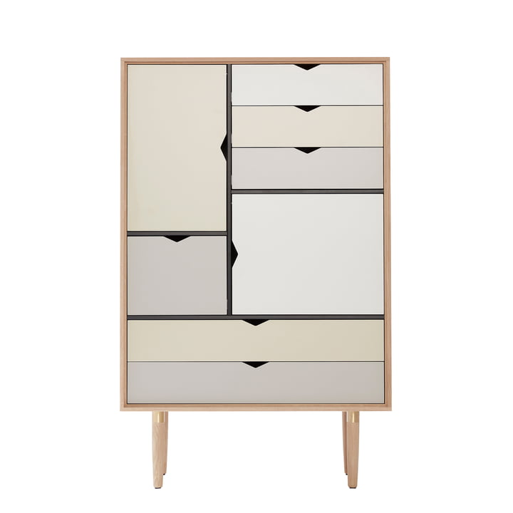 S5 Kommode von Andersen Furniture in Eiche geseift (Fronten Silber, Beige, Metallgrau)