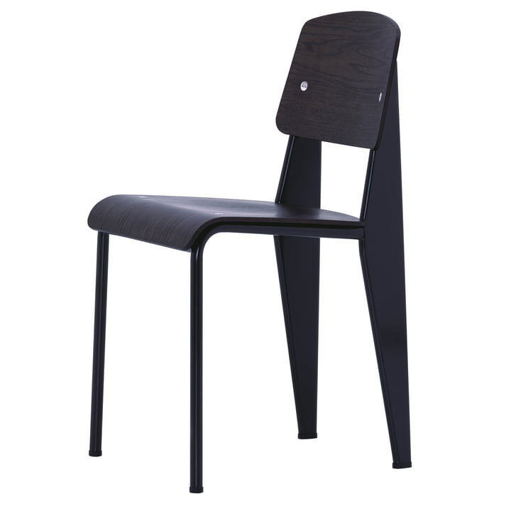 Prouvé Standard Chair von Vitra in Eiche dunkel / Tiefschwarz