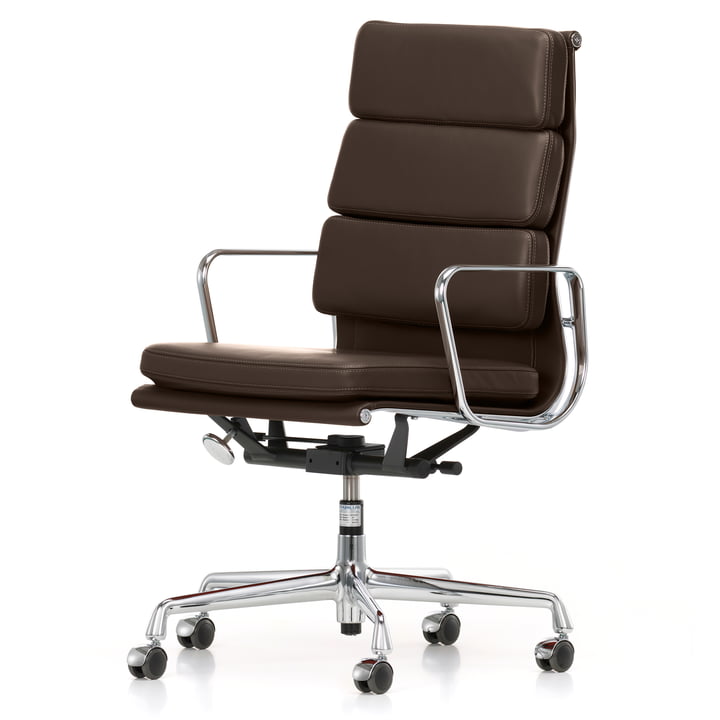 Soft Pad Chair EA 219 von Vitra in Chrom / Chocolate