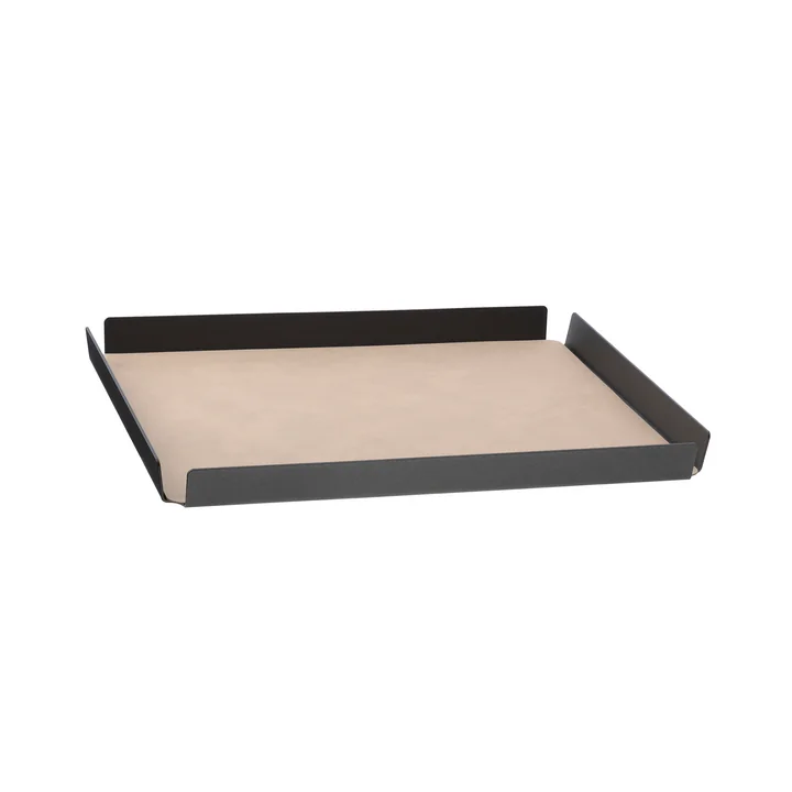Lind DNA - Tray Square M, 28 x 36 cm, Alu anthrazit, Double Cloud braun / Nupo sand (2 mm)
