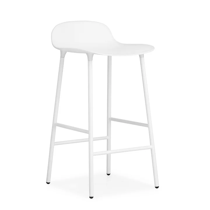 Form Barhocker (65 cm) von Normann Copenhagen in Weiss mit Stahlgestell