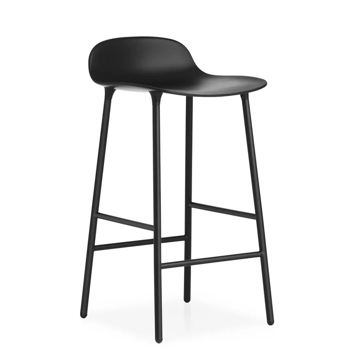 Form Barhocker (65 cm) von Normann Copenhagen in Schwarz mit Stahlgestell