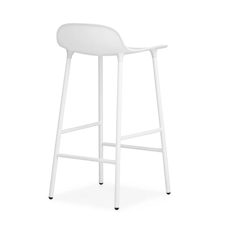Form Barhocker (65 cm) von Normann Copenhagen in Weiss mit Stahlgestell