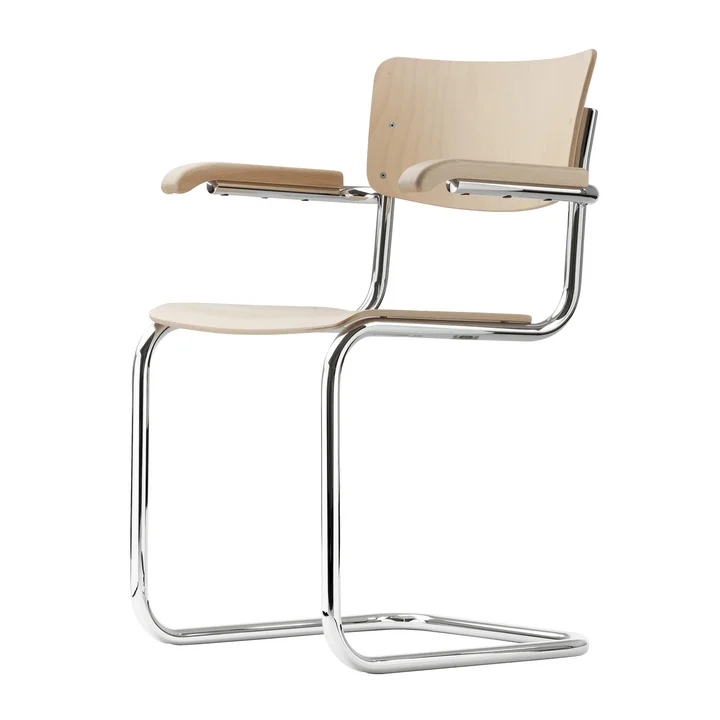 S 43 F Stuhl von Thonet aus Chrom / Buche natur (TP 17)
