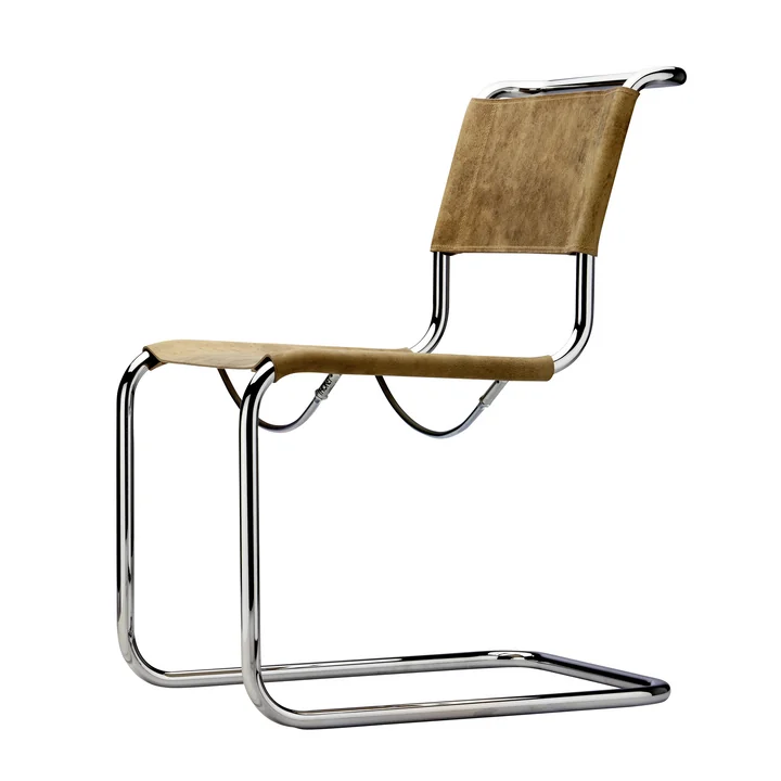 S 33 Stuhl von Thonet in Chrom / Büffelleder Braun