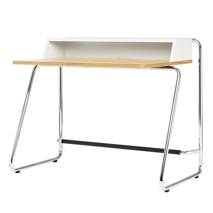 S 1200 Sekretär von Thonet in Chrom / Reinweiß (RAL 9010) / Eiche geölt