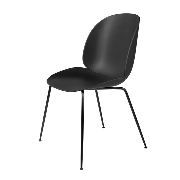 Beetle Dining Chair Conic Base von Gubi in Schwarz / Schwarz