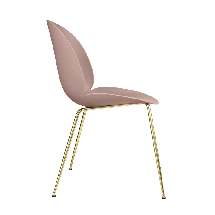 Beetle Dining Chair Conic Base von Gubi in Messing / Sweet Pink