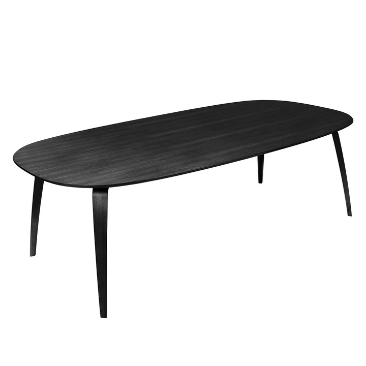 Esstisch elliptisch 120 x 230 cm von Gubi in Esche schwarz gebeizt