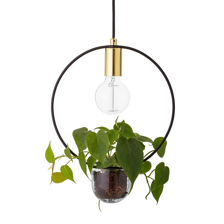 Die Bloomingville - Blumentopf-Pendelleuchte, rund in Metall/ Gold