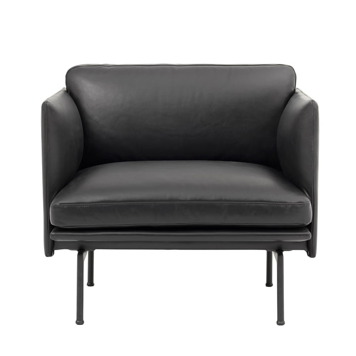 Outline Studio Sessel von Muuto in Leder Schwarz/ Schwarz