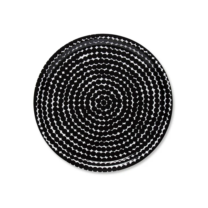Das Marimekko - Räsymatto Tablett rund Ø 31 cm in schwarz / weiss