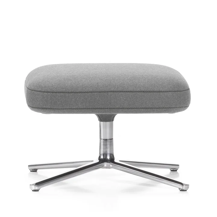 Vitra - Ottoman H 40 cm, hellgrau (01 Kiesel), Aluminium poliert (Filzgleiter)