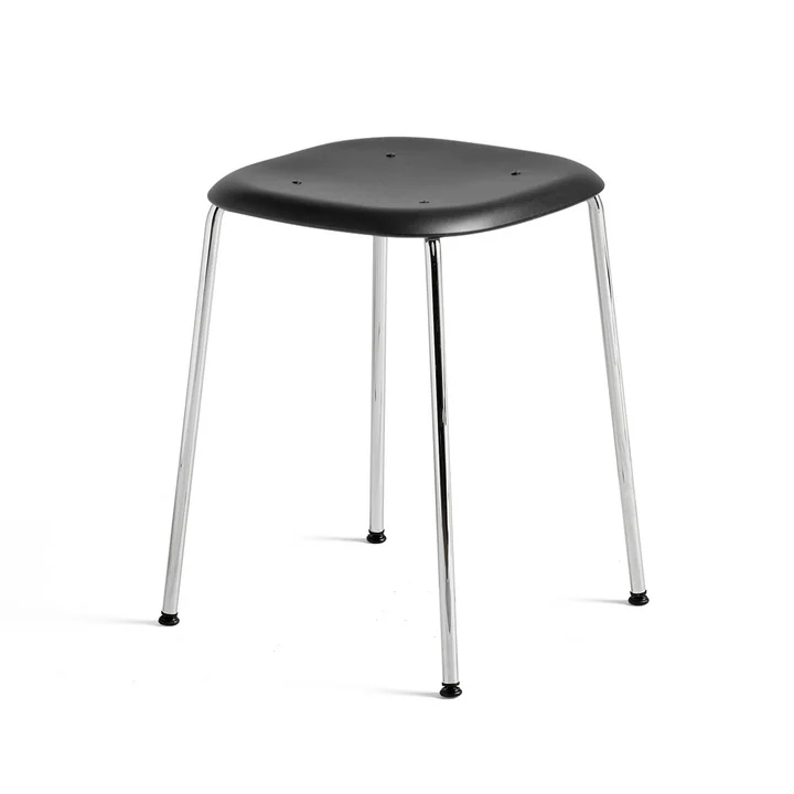 Soft Edge P70 Hocker von HAY in Chrom / Schwarz